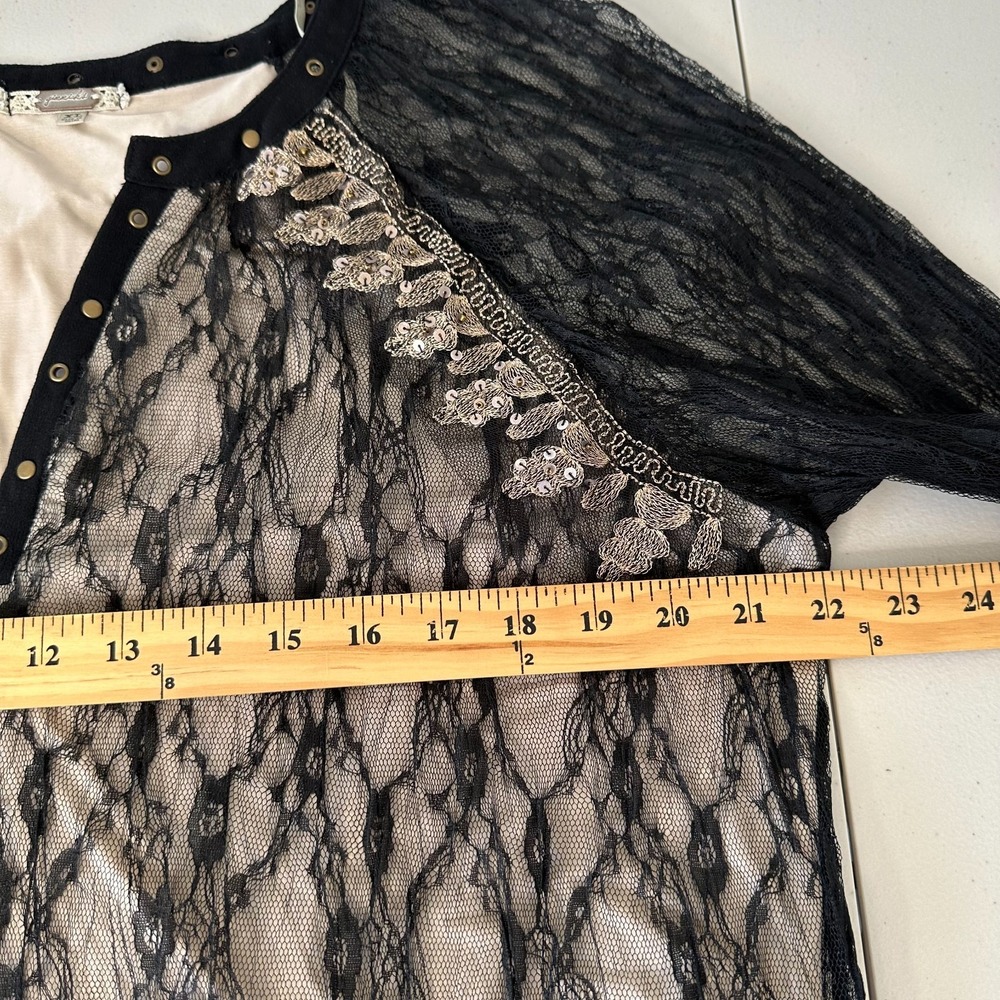 Gimmicks Lace Illusion Grommet Top XL Black Whimsigoth Fairycore - Picture 11 of 16